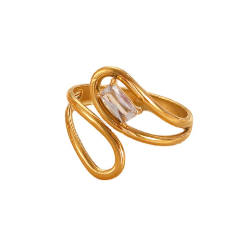 Crystal Teardrop Twist Ring
