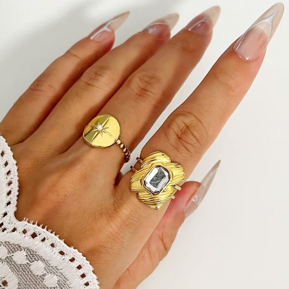 Crystal Twisted Knot Open Ring - Image 2