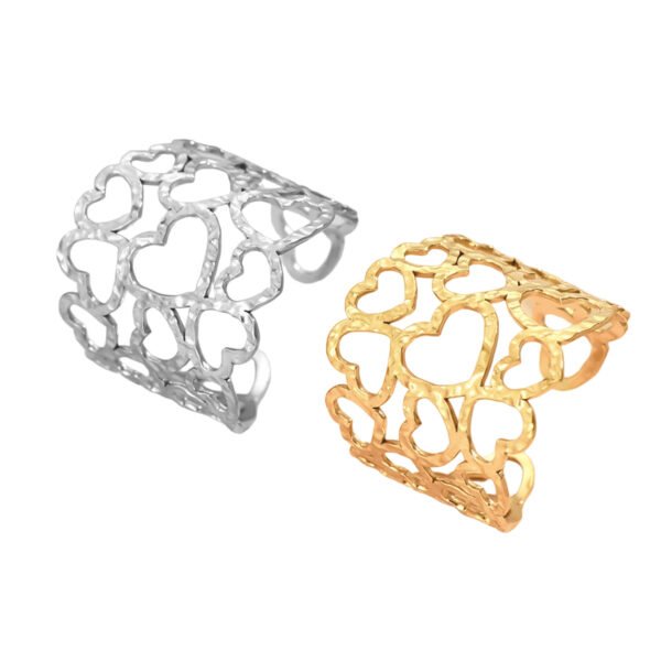 Cutout Open Band Heart Cluster Ring