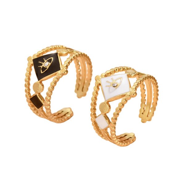 Enamel Open Band Evil Eye Protection Ring