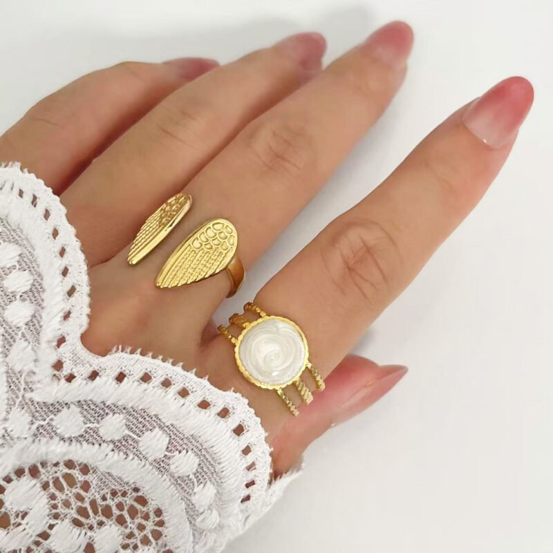 Gold Layered Moon Stone Open Ring