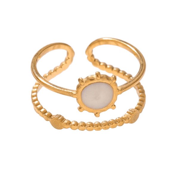 Gold Plated Enamel Layered Open Ring