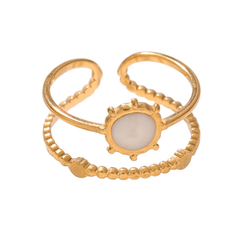 Gold Plated Enamel Layered Open Ring
