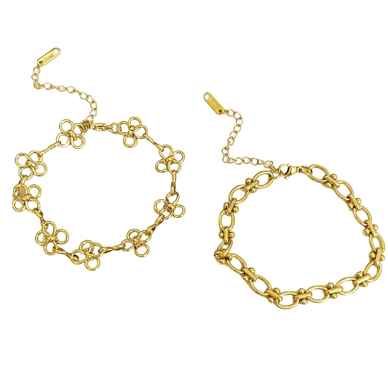 Gold Wire Link Bracelet Set
