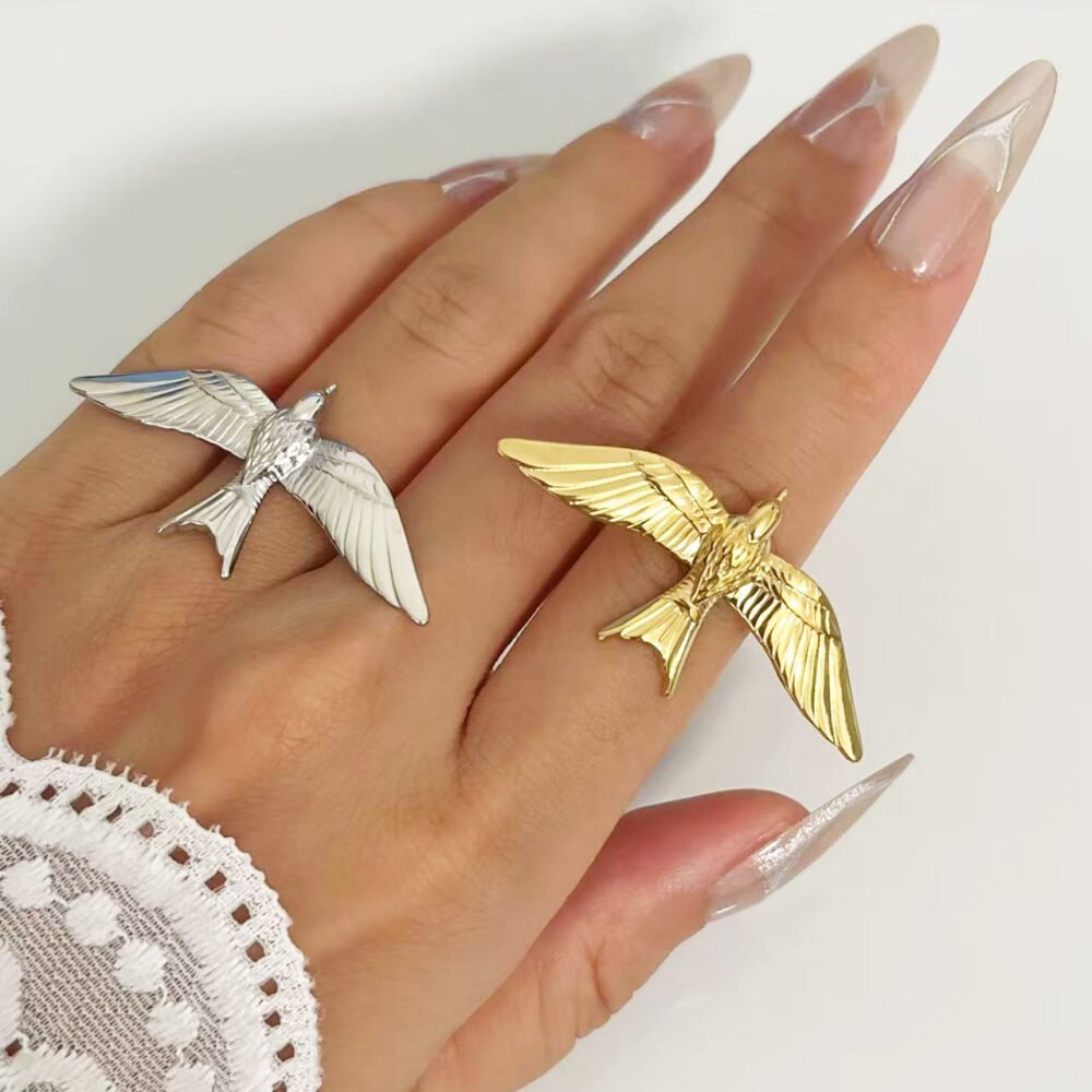 Golden Bird Wing Open Ring - Image 2