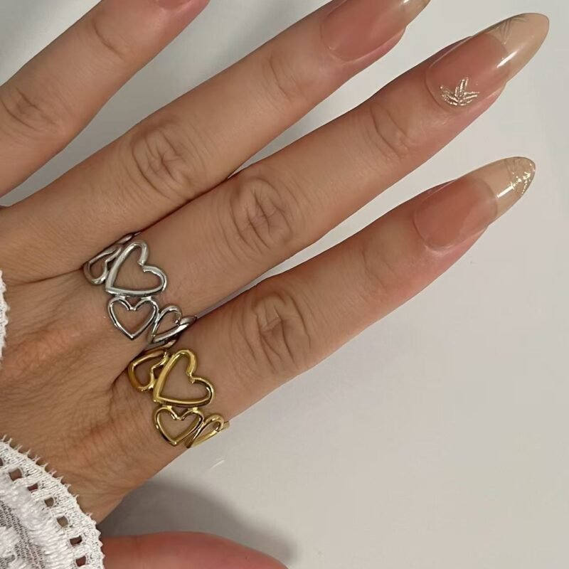 Hollow Heart Stack Ring