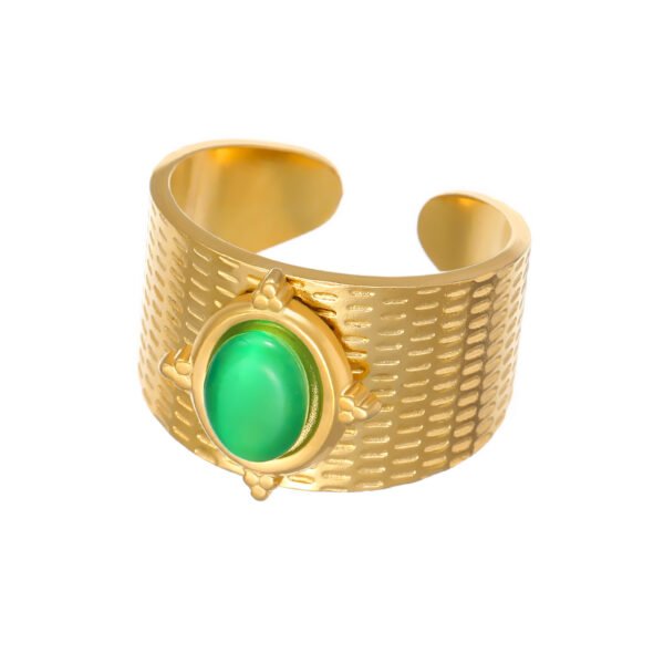 Jade Hammered Wide Band Ring
