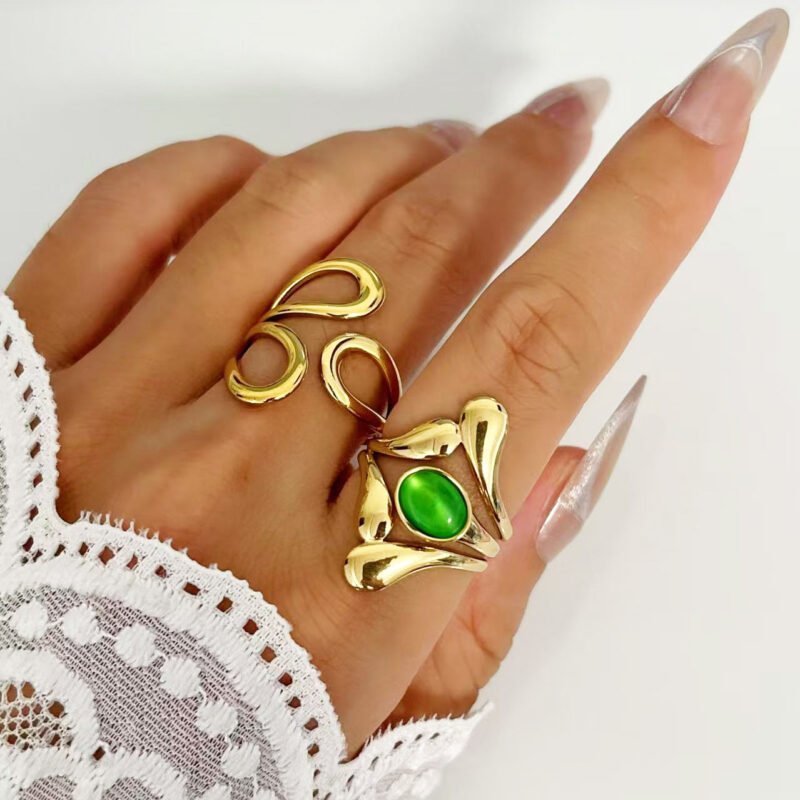 Jade Liquid Gold Open Ring