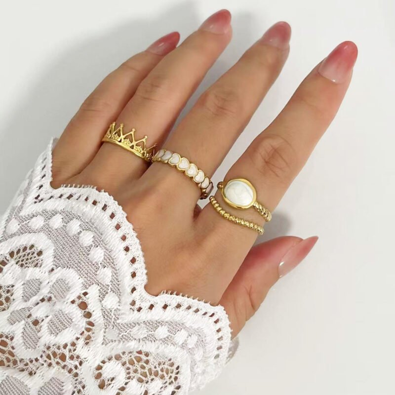 Layered Stone 18K Gold Open Ring