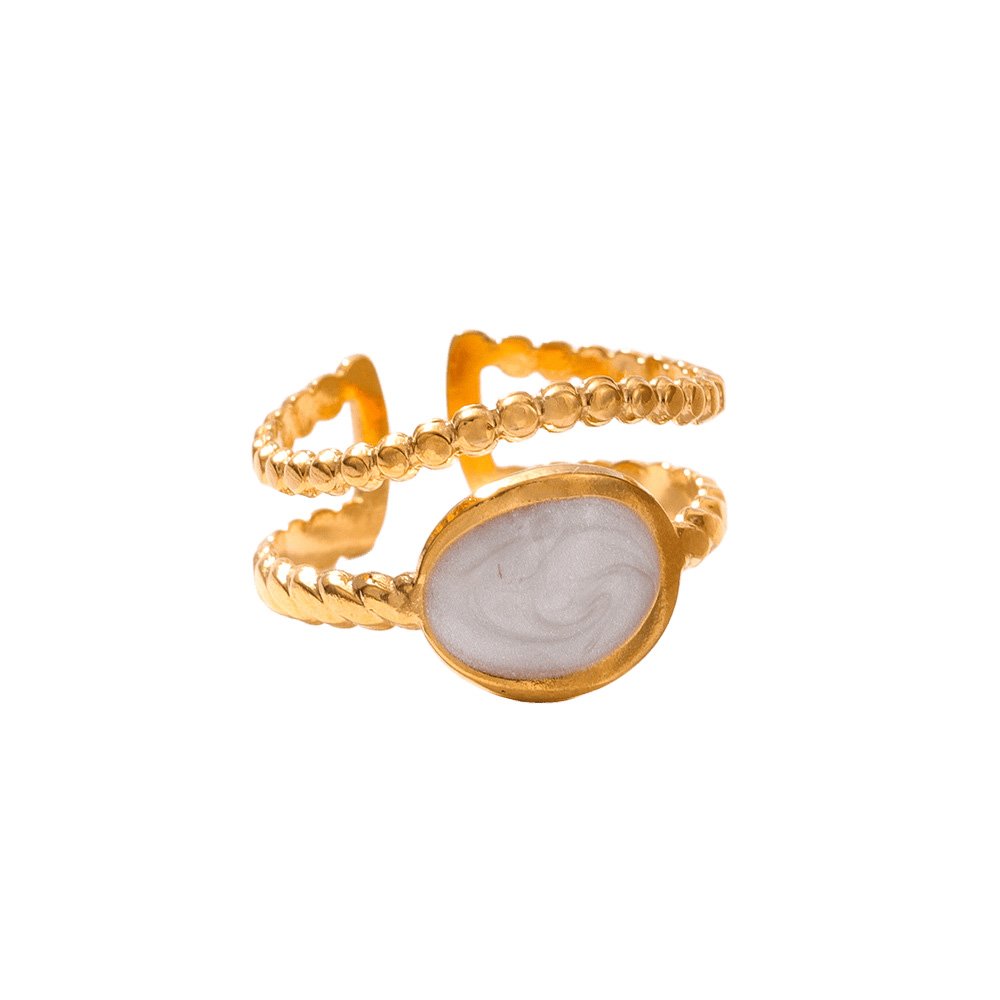Layered Stone 18K Gold Open Ring