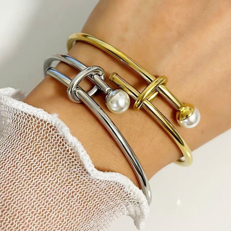 Pearl Knot Cuff Bangle