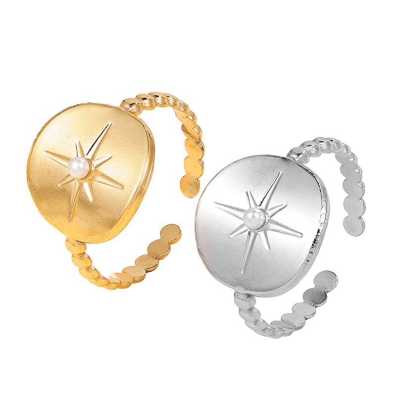 Pearl Star Signet Ring