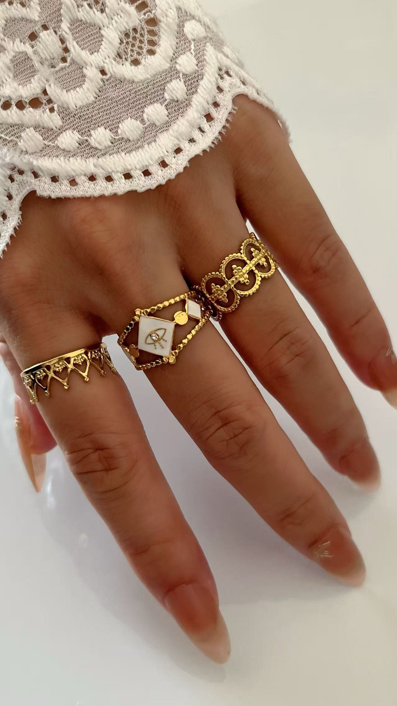 Vintage Lace Filigree Open Ring - Image 3