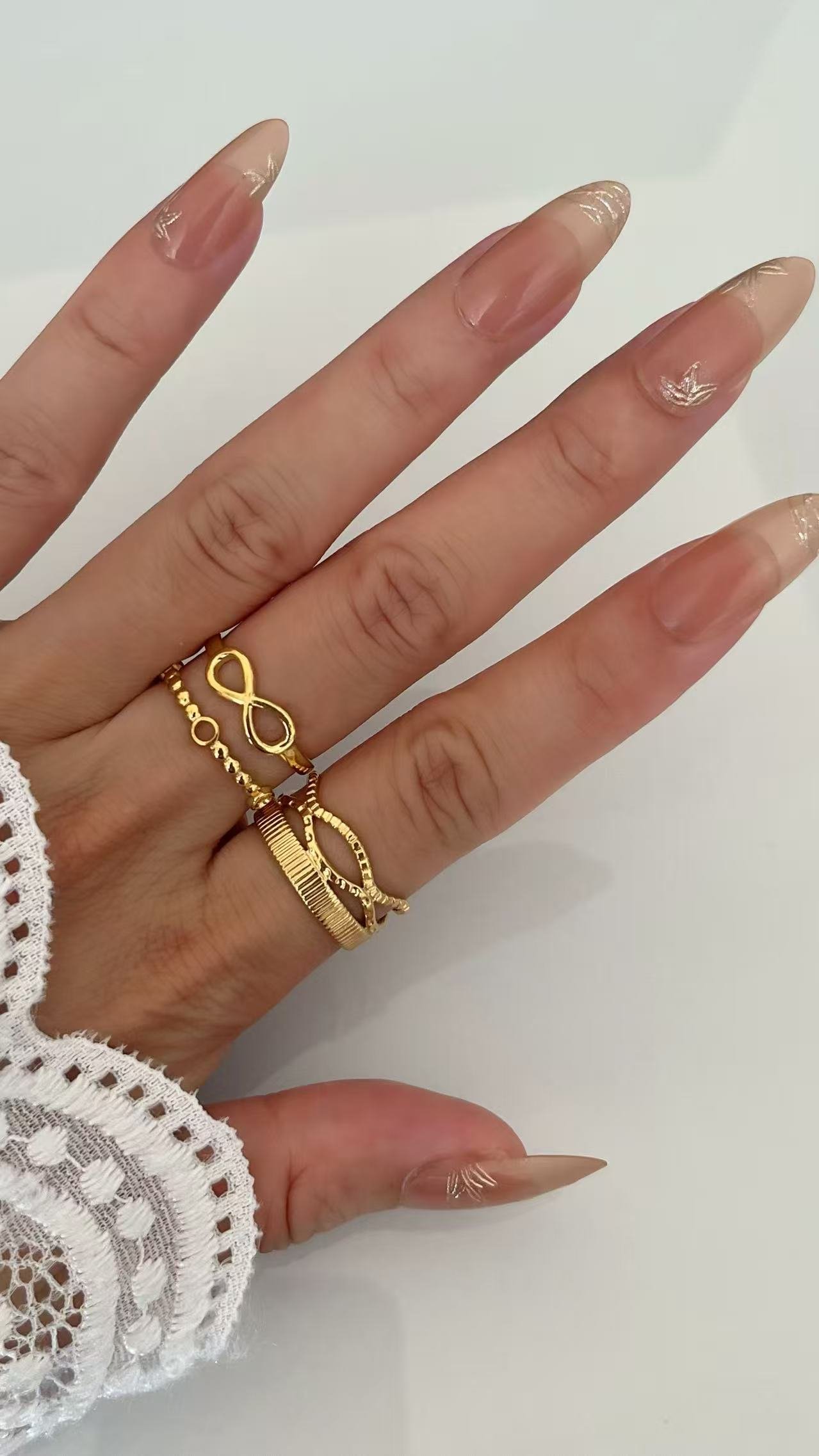 Vintage Textured Multi-Band Open Ring - Image 3