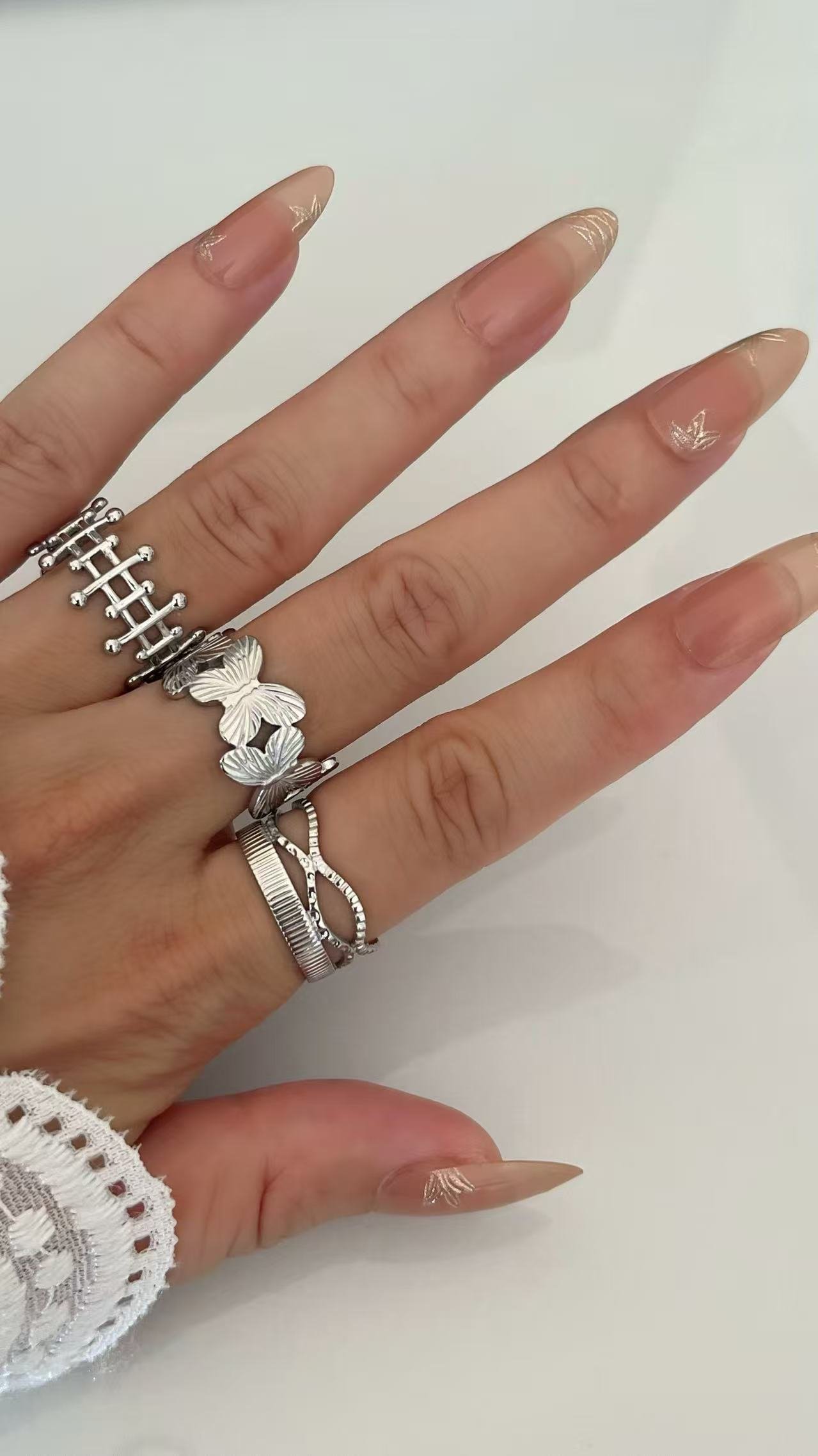 Vintage Textured Multi-Band Open Ring - Image 4