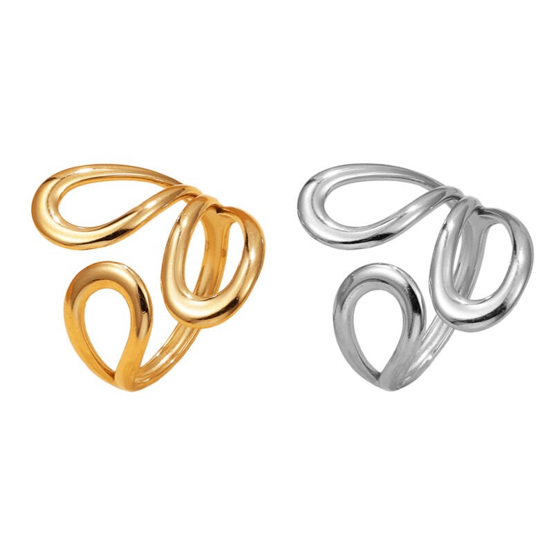 Water Drop Spiral Open Ring