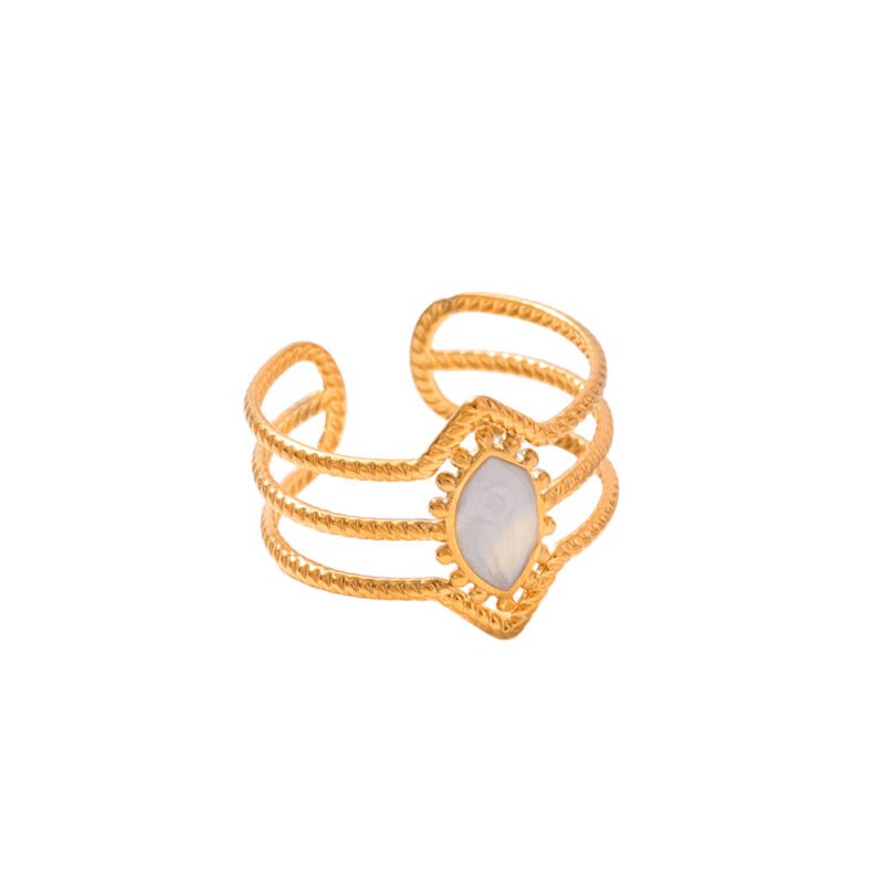 White Enamel Triple Band Ring