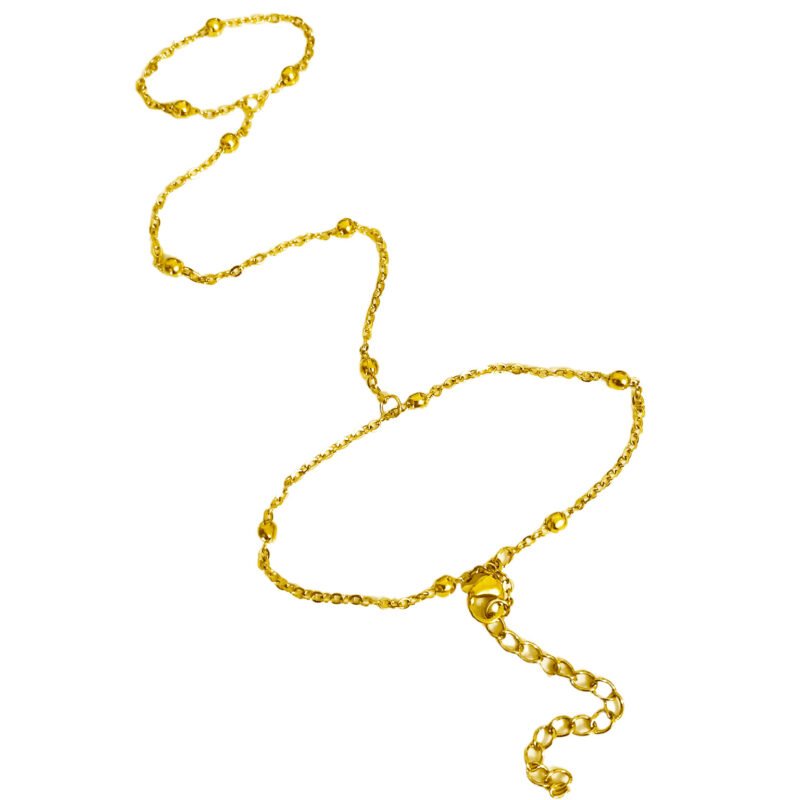 18K Gold Beaded Hand Chain