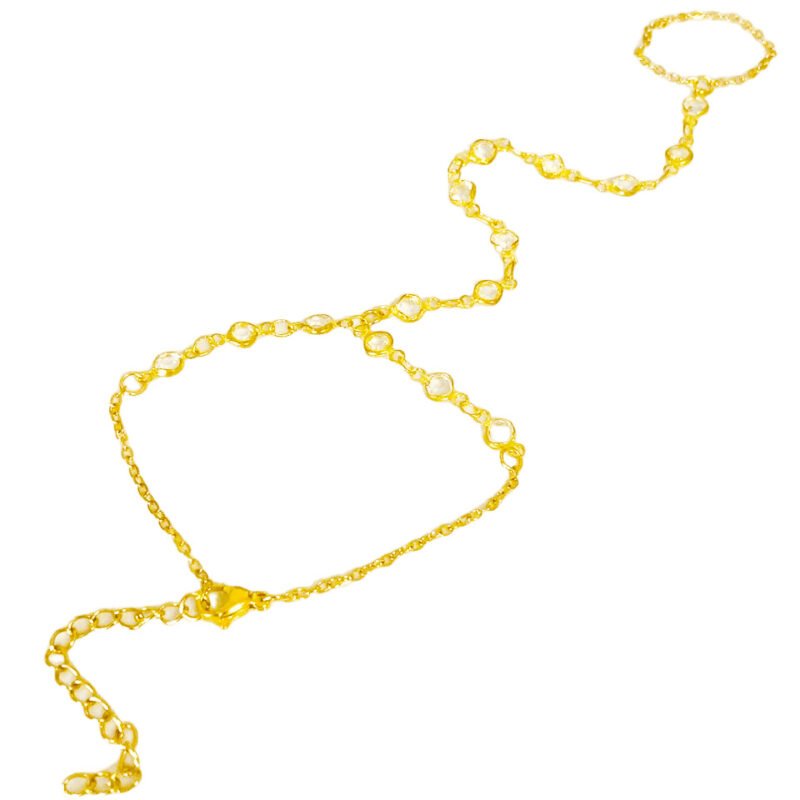 18K Gold Crystal Station Chain Bracelet