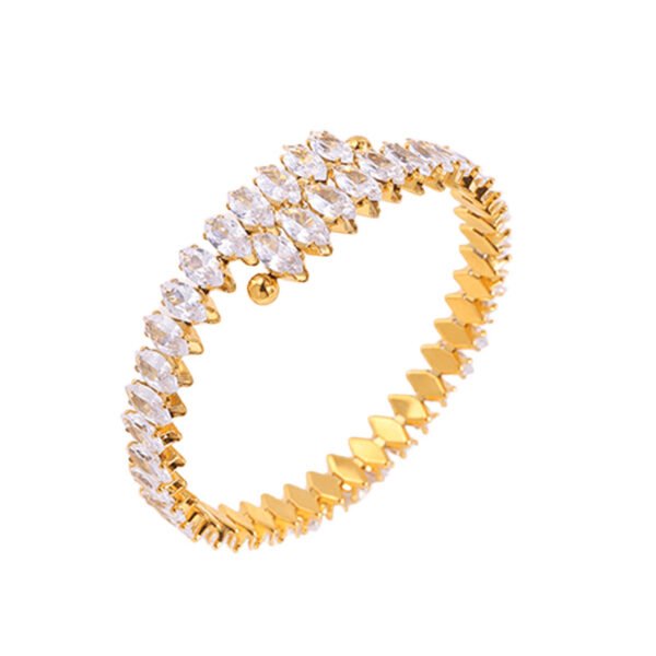 18K Gold Eternity Cuff Marquise CZ Tennis Bangle