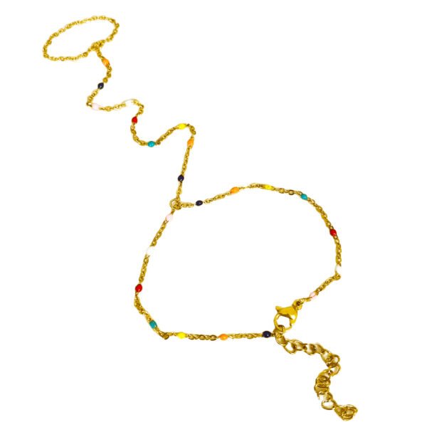 18K Gold Rainbow Enamel Hand Chain