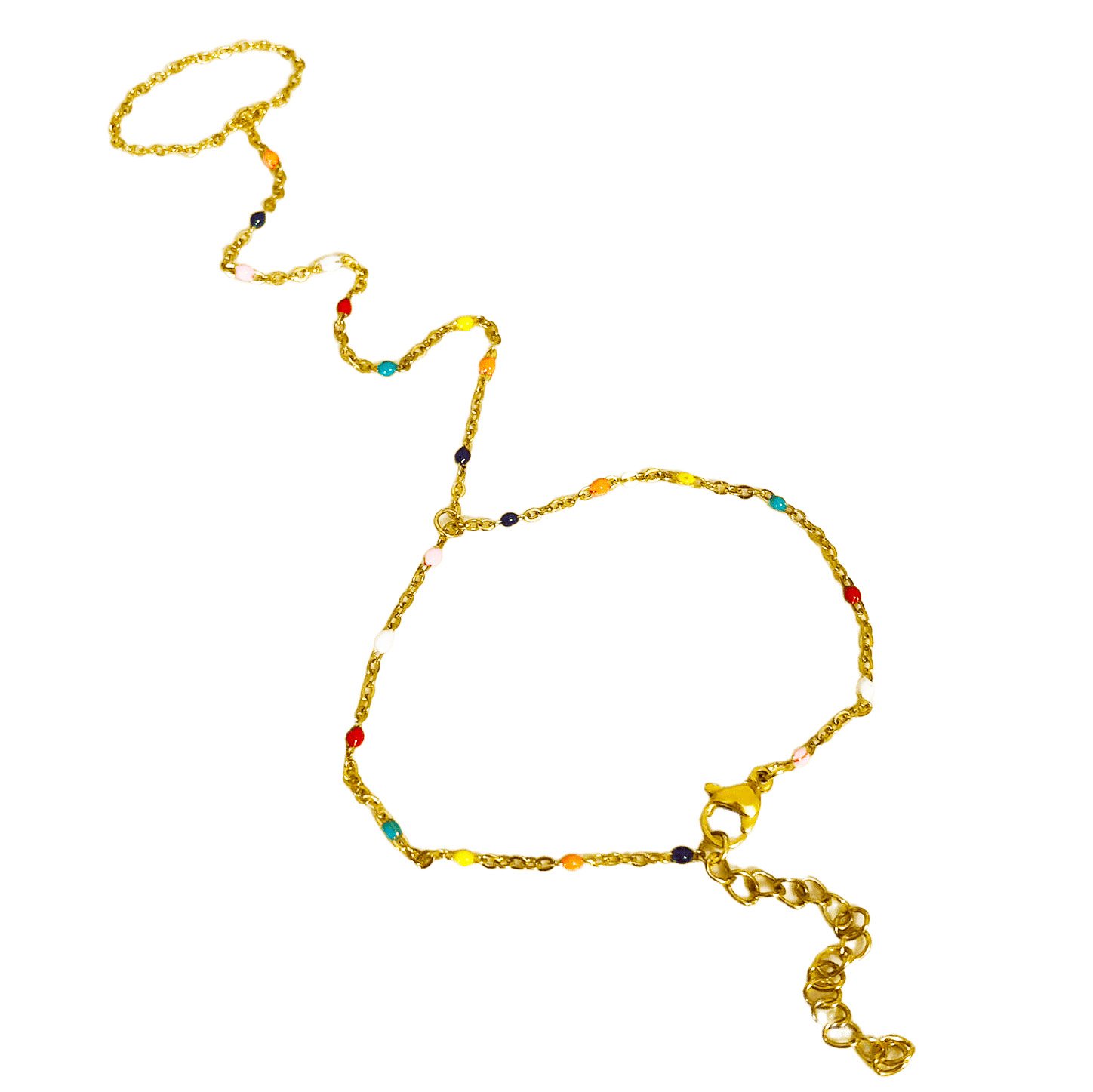 18K Gold Rainbow Enamel Hand Chain