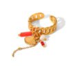 18K Gold Shell Pearl Ocean Charm Cascade Open Ring
