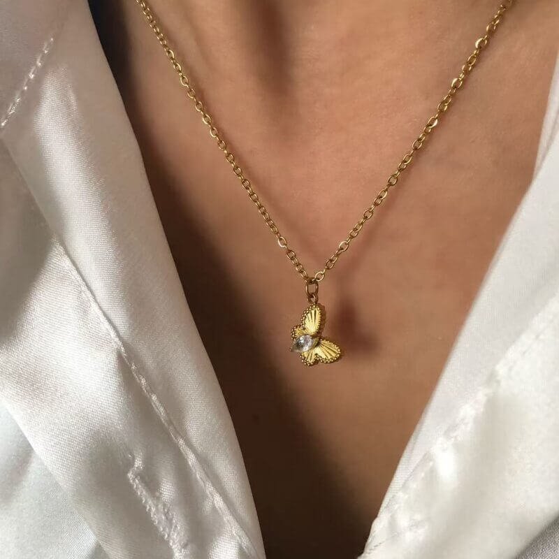 Butterfly CZ Pendant Necklace