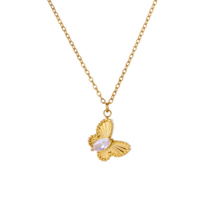 Butterfly CZ Pendant Necklace