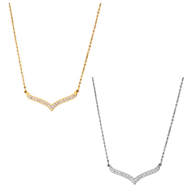 Chevron CZ Bar Necklace