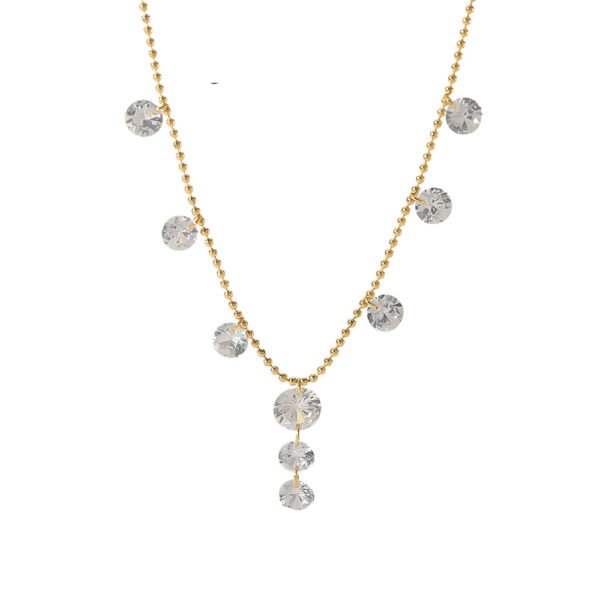 Crystal Cascade Gold Ball Chain Necklace