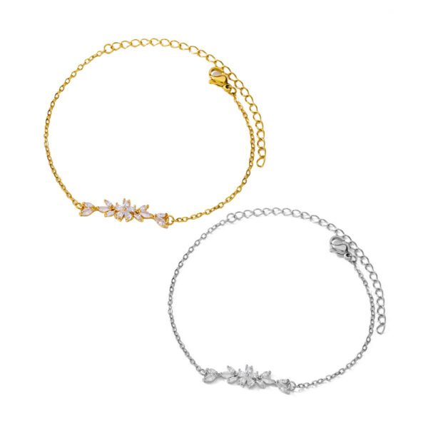 Delicate CZ Flower Chain Bracelet