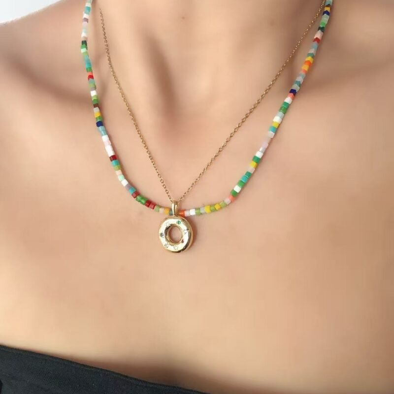 Galaxy Circle Pendant Layered Necklace
