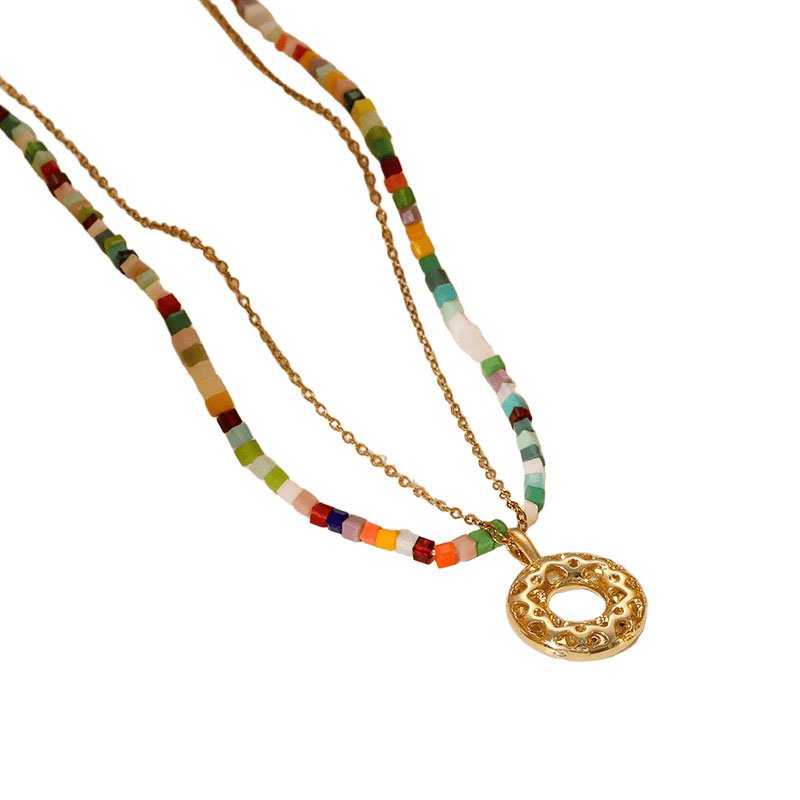 Galaxy Circle Pendant Layered Necklace