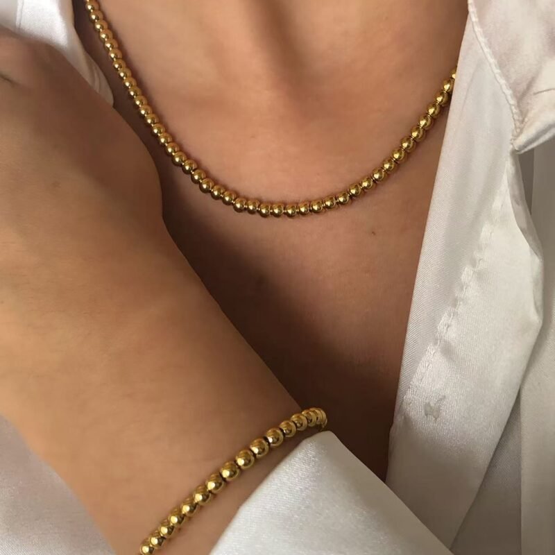 Gold Ball Bead Jewelry Set