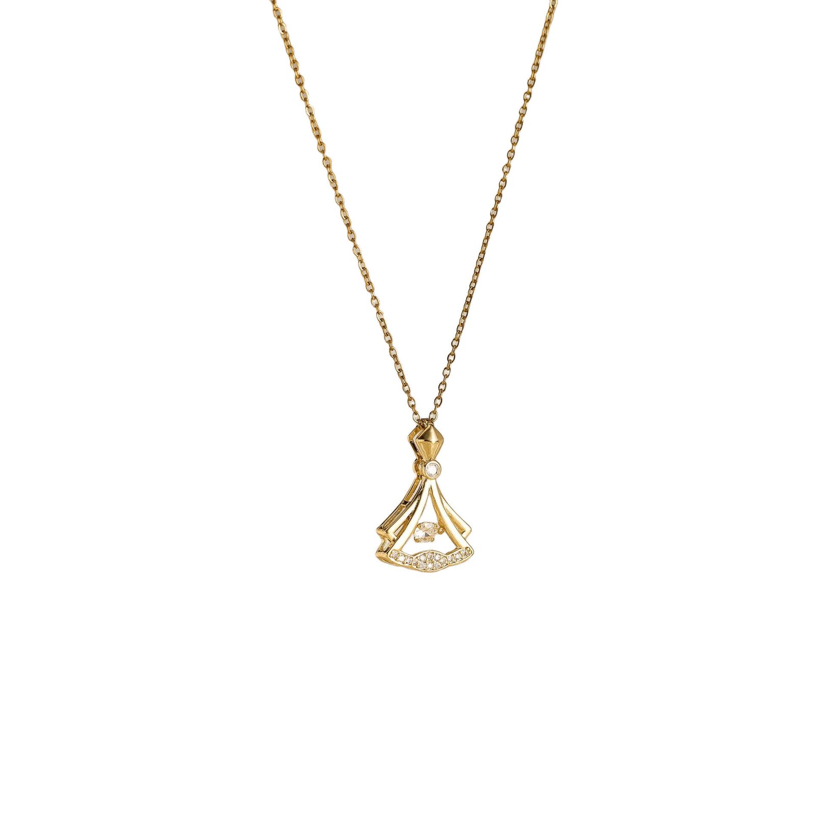 Gold Beating Heart Ginkgo Leaf Pendant Necklace