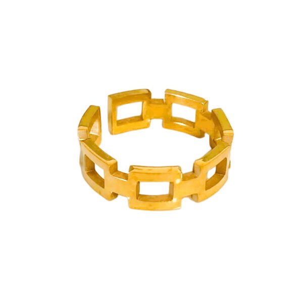 Gold Geometric Chain Link Open Ring