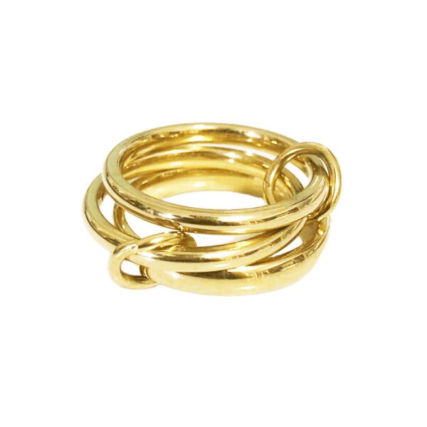 Gold Interlocked Triple Chain Ring