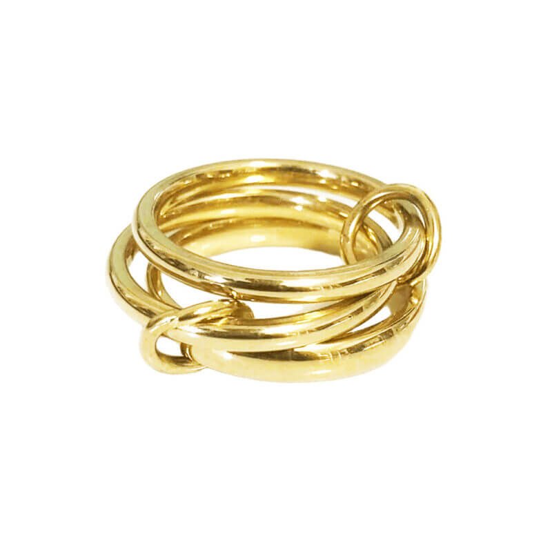 Gold Interlocked Triple Chain Ring