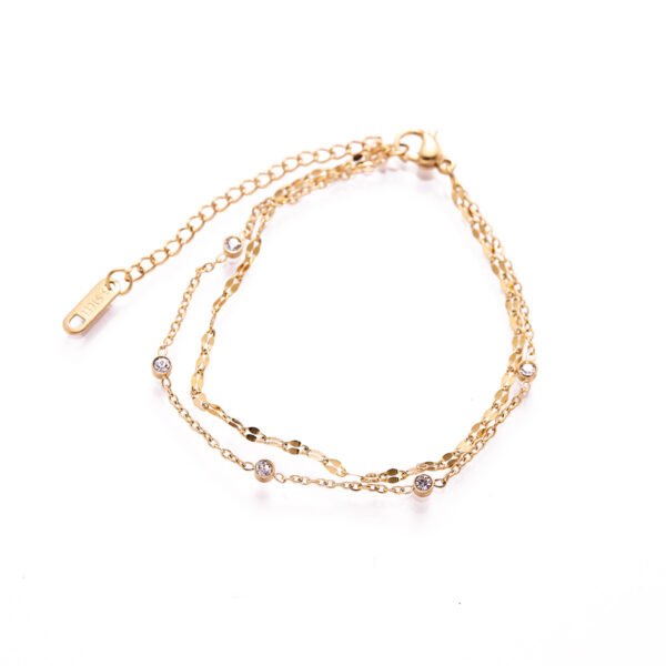 Gold Layered Chain Zircon Station Bracelet