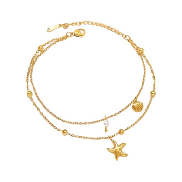 Gold Layered Ocean Charm Anklet