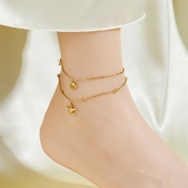 Gold Layered Ocean Charm Anklet