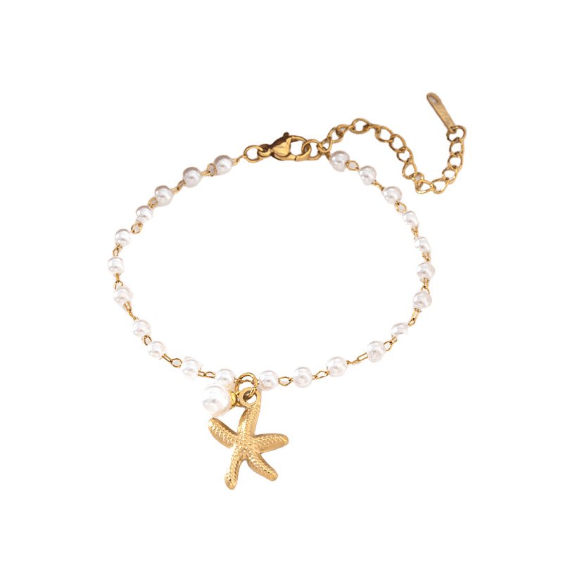 Gold Pearl Starfish Bracelet