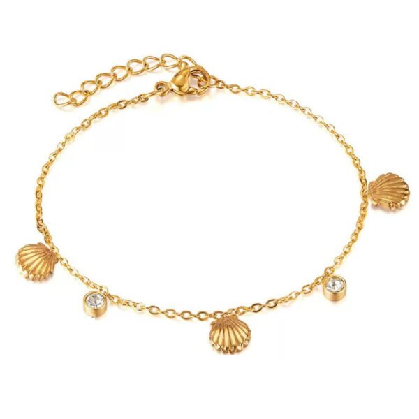 Gold Seashell Crystal Charm Bracelet