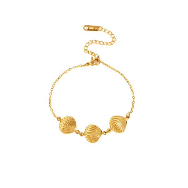 Gold Triple Seashell Chain Bracelet