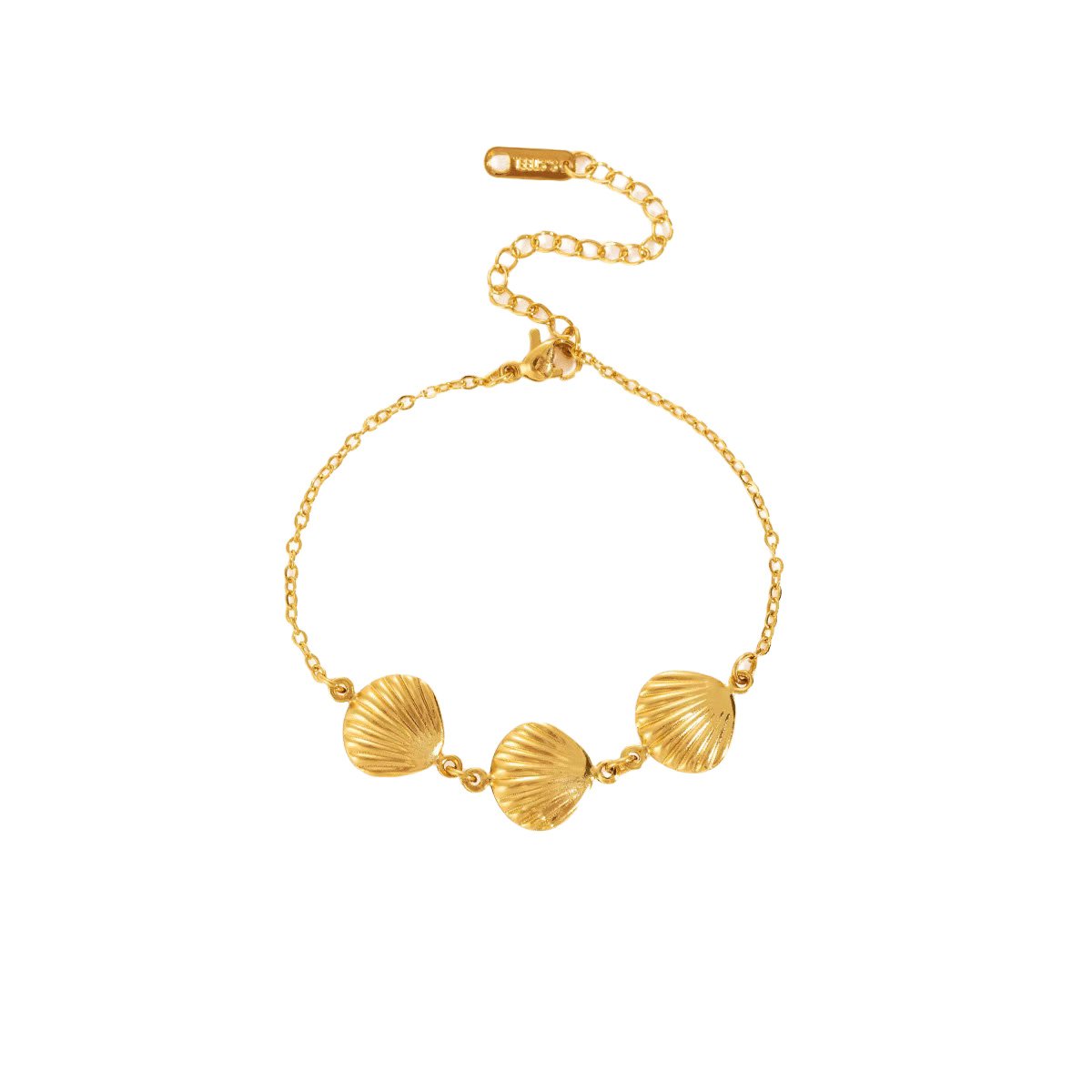 Gold Triple Seashell Chain Bracelet