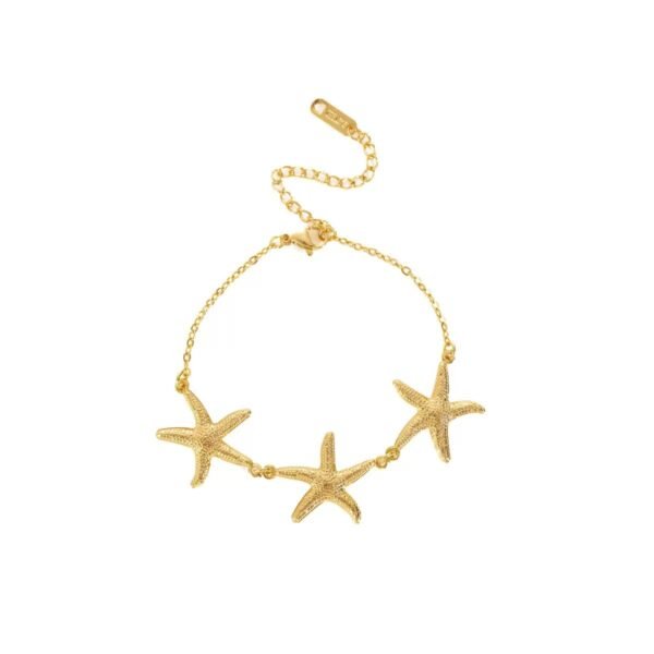 Gold Triple Starfish Chain Bracelet