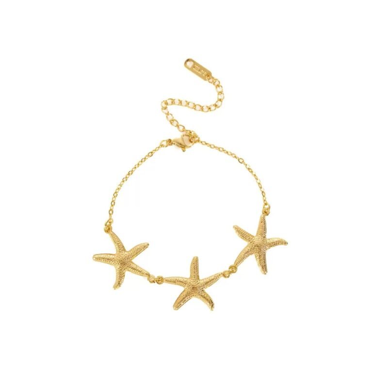 Gold Triple Starfish Chain Bracelet