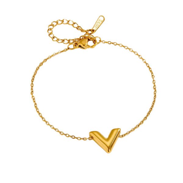 Gold V Charm Bracelet