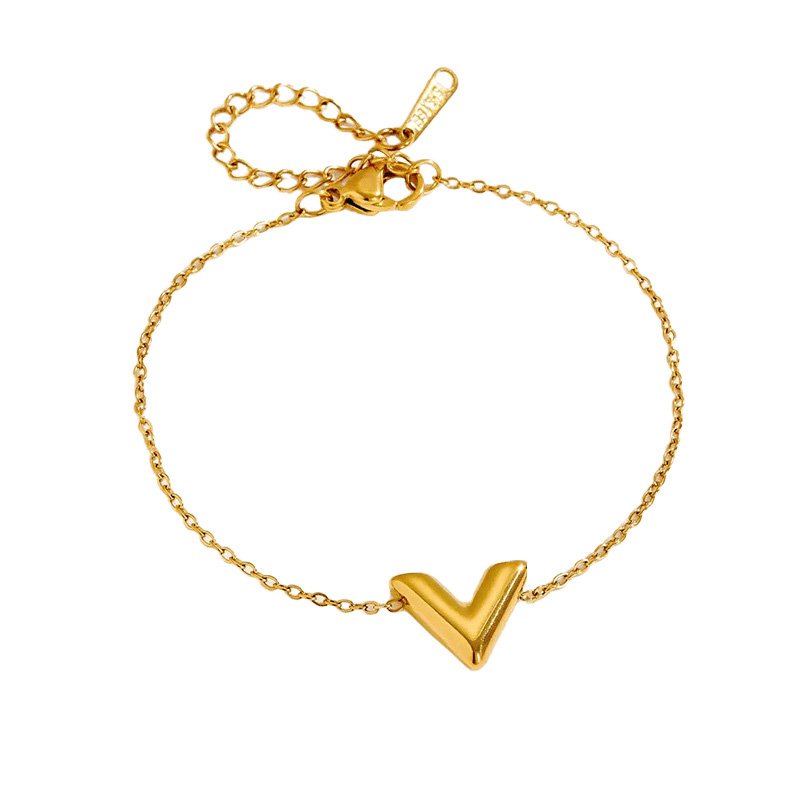 Gold V Charm Bracelet